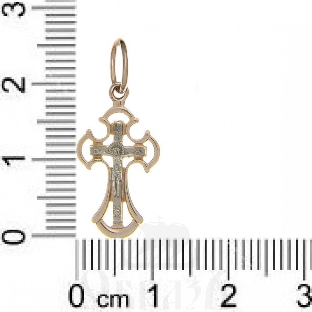 золотой крест с молитвой "спаси и сохрани", 585 проба красного и белого цвета (арт. п10097-з5кб)