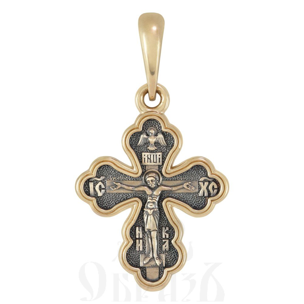 крест «распятие. распятие. св. ксения петербургская», золото 585 проба желтое (арт. 201.649)