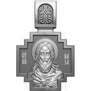 нательная икона св. пророк илия фесфитянин, серебро 925 проба с платинированием (арт. 06.074р)