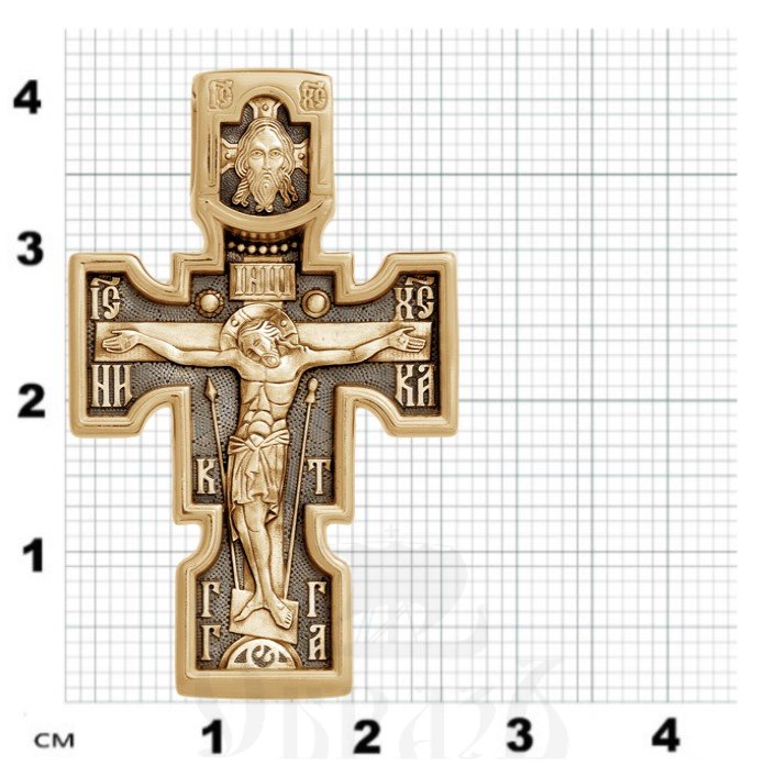 крест «распятие. архангел михаил. казанская икона божией матери», золото 585 проба желтое (арт. 201.084)