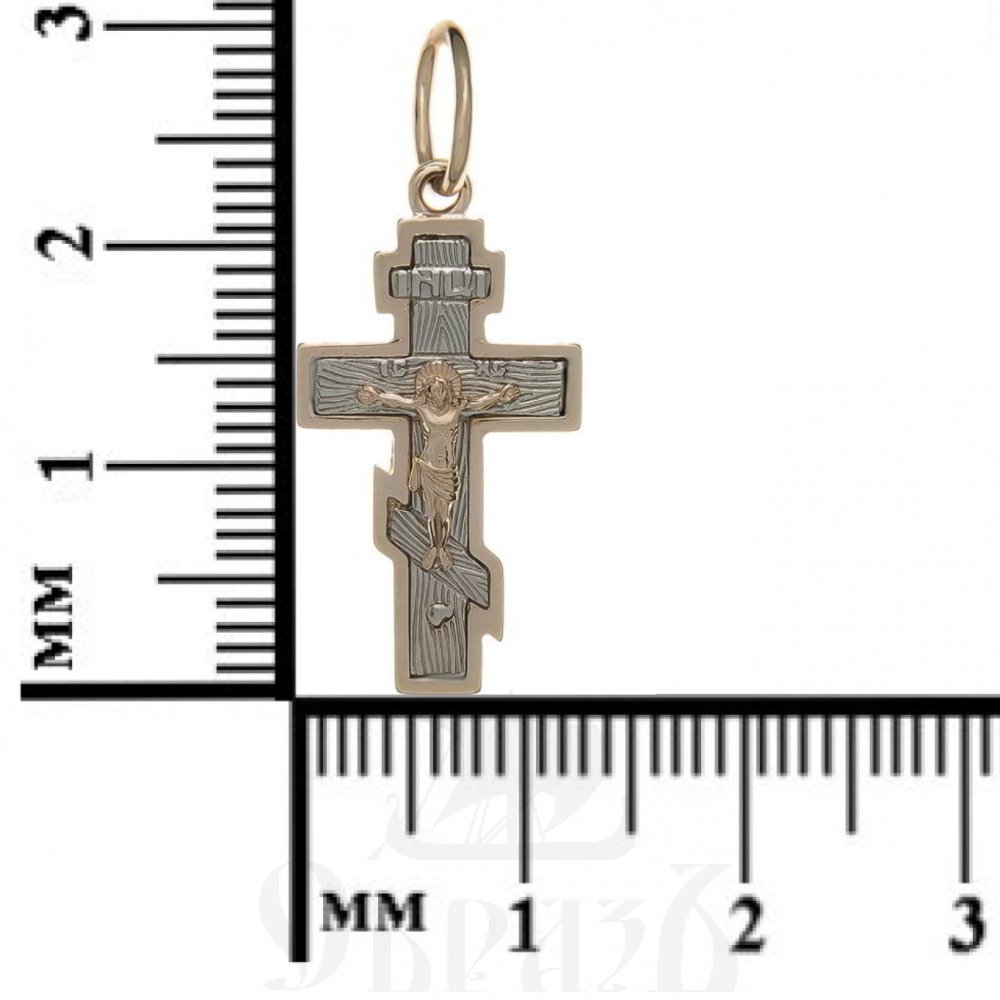 золотой восьмиконечный крест с молитвой "спаси и сохрани", 585 проба красного и белого цвета (арт. п10072-з5кб)